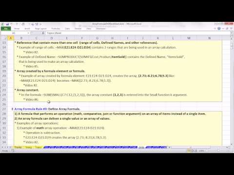 how to define an array in excel