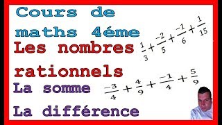 Maths 4ème - Les nombres rationnels Somme et Différence Exercice 29