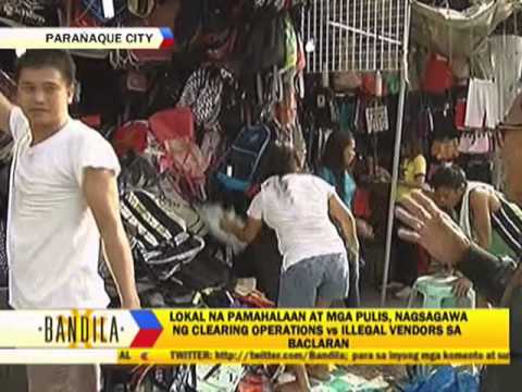 baclaran - Nagsagawa ng clearing operations ang lokal na pamahalaan ng Parañaque laban sa mga illegal vendors sa may Baclaran. Aaraw-arawin daw nila ito hanggang maisap...
