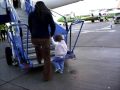 Getting on the airplane for Edinburgh
