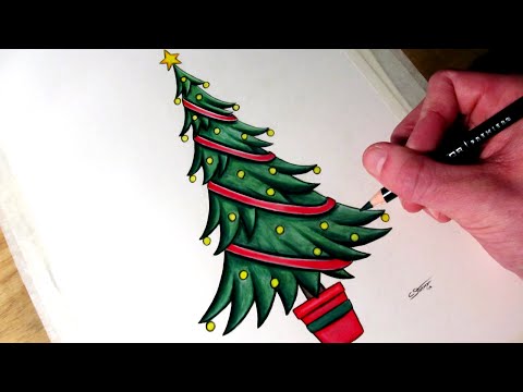 how to a draw a christmas tree