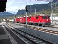 Ein Ge 4/4 II und ein Gm 4/4 rangieren in Bahnhof Untervaz Trimmis