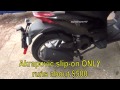 You may notice that I like cheap parts, case in point here I am trying to find an inexpensive exhaust for an Aprilia Sport City One 125 scooter. An Akrapovic slip-on retails around $500, and other complete systems up to $700!!!! I just can't justify spending that much on a $2500 (new cost) bike! So I'll pass and find a ebay pit-bike exhaust can that will fit. Even if the Chinese-made part explodes, at $50 each 10 of them will have to explode before I'd match the cost of a name-branded exhaust muffler. The old muffler weighs just a hair under 20lbs, which is about 7% of the weight of this bike at 278lbs. There will be a significant weight-savings when switching to an aluminum or carbon fiber glasspack exhaust. The exhaust output flange on the header is 32mm so keep that in mind if you're looking to do this to a similar bike yourself. The exhaust should also be the same on most of Piaggio's line-up that has a LEADER engine. That includes Vespa, Aprilia, and Piaggio proper bikes ranging from 125 to 200cc. There may be others, so do your research before attempting to do this work yourself, and if you have any doubts at all have a professional do it for you. Be a fan of Skeeter the Duck on her very own Facebook Fan Page! SkeeterTheDuck's FB: www.facebook.com Delmont's FB Fan Page: www.facebook.com My Blog: duckshit.net Facebook: www.facebook.com Twitter: twitter.com Myspace: www.myspace.com LaLaLauren Photography Fan Page: www.facebook.com Theme song (Gearhead) by Kevin <b>...</b>