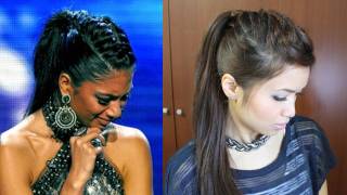 Nicole Scherzinger's French Braid Edgy Ponytail Hairstyle for Medium Long Hair Tutorial - YouTube