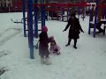 Playing snow with mommy