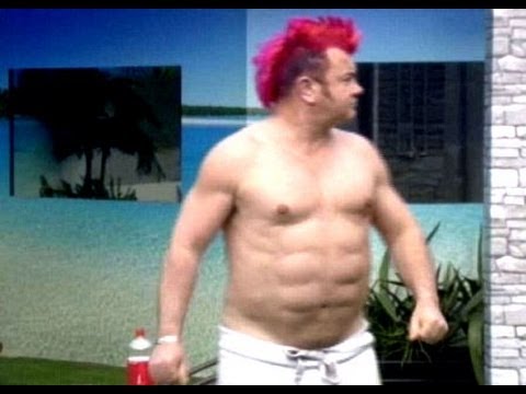 Celebrity Big Brother - Darryn Lyons Shows off Fake Six Pack ABS Sixpackshortcuts Fail Commentary