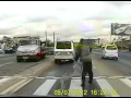 Guy In Crosswalk Walks Face First Into Van - crosswalk, fail, painful, pedestrian, wtf, funny