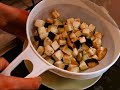 Salt cod with pepper, aubergine and tomato sauce