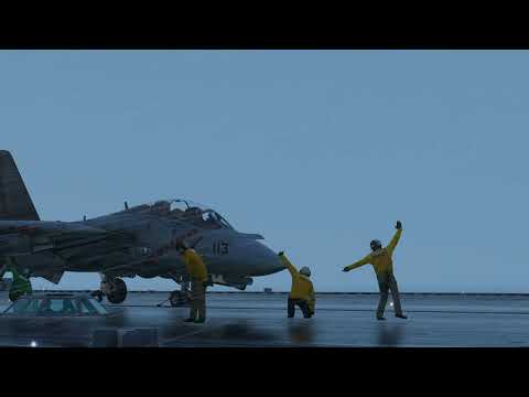 Rainy Supercarrier Startup and Takeoff in the F-14 | DCS World