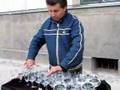 Musician plays glasses in Berlin Germany