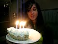 it was midnight on andrea's birthday and she was waiting for me down in the lobby of our building, (as always). i wanted to be the first to sing happy birthday to her! she's so cute!