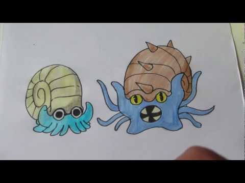 how to draw omanyte