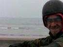Omaha beach,Normandy Ivor on his Harley, Omaha beach,Normandy Ivor on his Harley,
