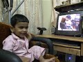 My kid Adarsh is watching his own Video (Video in Video) - Tarangam Tarangam (Telugu CD)