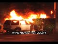 Truck explodes after crashing into 2 poles Truck explodes after crashing into 2 poles