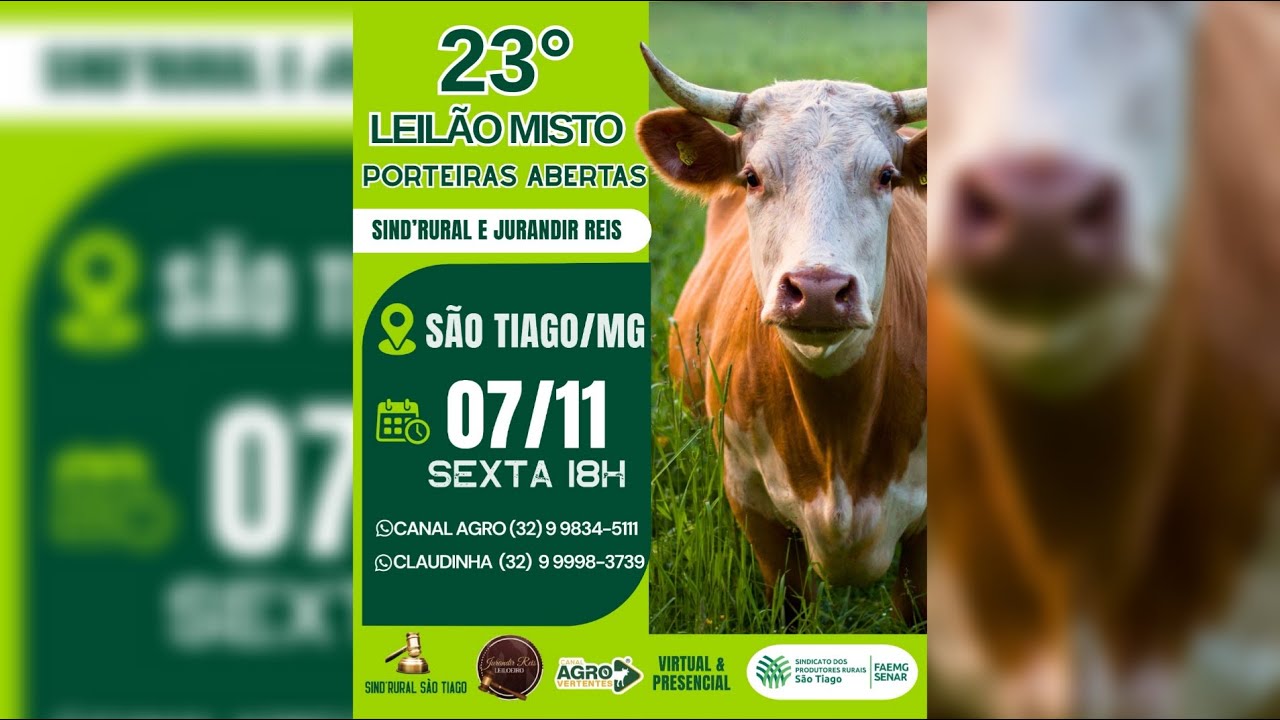 23º LEILÃO MISTO PORTEIRAS ABERTAS - SÃO TIAGO/MG - 07/11/2025