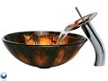 Vigo VGT014 Tigre Glass Sink and Faucet Set, Chrome