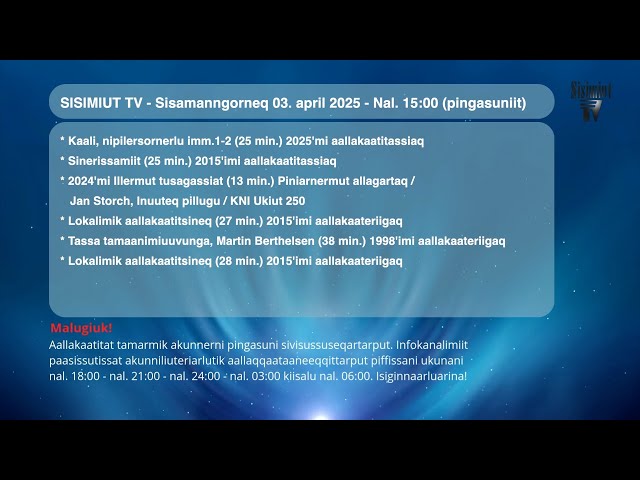 Sisimiut TV - Livestream lokal tv 03.04.2025