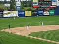 terry evans softly lines out to the short stop as his bat breaks.