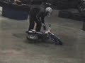 mini bikes on go-kart track,all the crashes