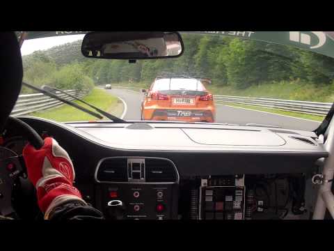 Crazy 1st Lap VLN 8 2012 onboard Porsche GT3 Cup Nurburgring Nordschleife avoiding big BMW Crash