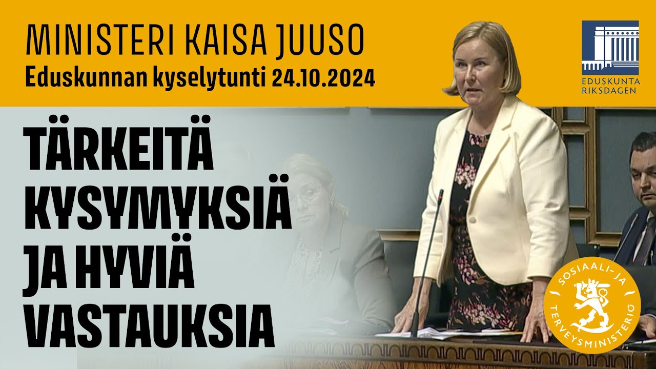 Eduskunnan kyselytunti 24.10. 2024