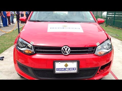 Prueba de choque frontal y trasero en Volkswagen Nuevo Polo 2013 en Cesvi México 