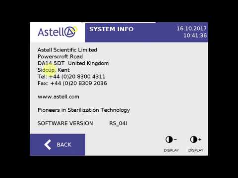 How to find the machine software version on Astell autoclave touchscreen controller