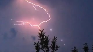 Spectacular UFOs Flying Through Lightning Strike