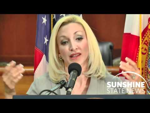 Dr. Stephanie Haridopolos, a domestic abuse survivor and the wife of Senate President Mike Haridopolos, speaks in the Florida Capitol on April 25, 2012 during National Crime Victims' Rights Week. Courtesy: Dave Heller Video