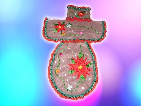 DIY Juego de baño bordado en listón para esta Navidad 3 de 4