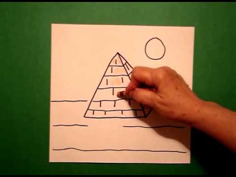 how to draw egyptian pyramids
