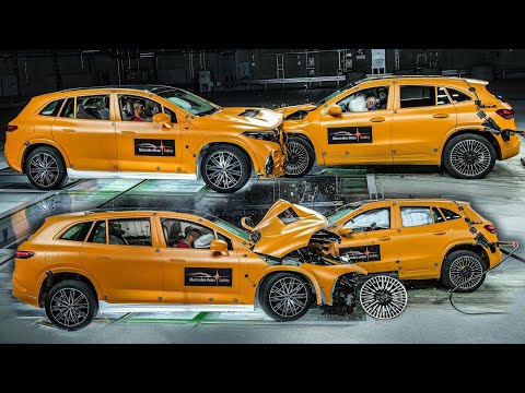 REAL CRASH TEST Mercedes NEW 2024 EQS SUV vs EQA! Head-to-Head Collison Safety