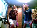 two random hobos dancing in a bed room:D