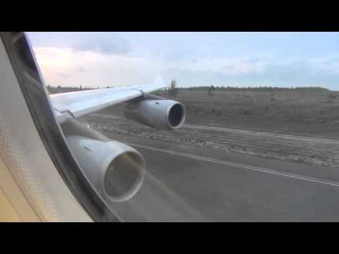 Lufthansa a340-300 BUZZ SAW take off Freeport to miami