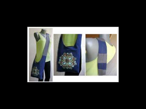 0 Jeans Waistband Bag in fabric diy  with Upcycled unique trousers sew Recycled jeans DIY denim blue Bags 