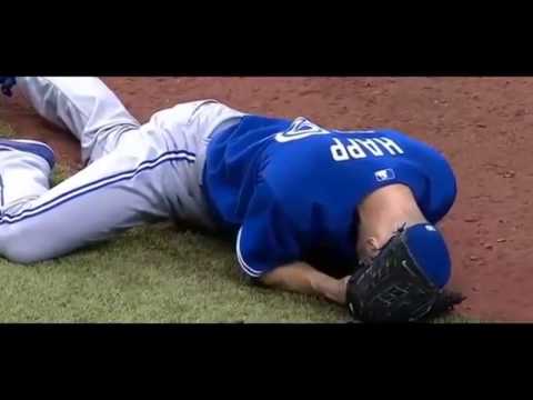 jp - Toronto Blue Jays pitcher J. A. Happ was hit in the head by a line drive and taken off the field on a stretcher Tuesday night during a game against the Tampa...