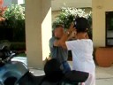 Getting Aunt George on a motorcycle
