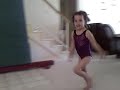 three year old Anna Grace doing handstands and cartwheelswith special guest star: Toshi the French Bulldog!