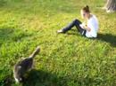 Elyse and Misty in the grass.
