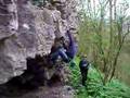 Dan attempting the overhang at Wenlock
