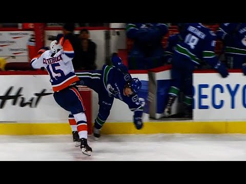 Video: Boeser injured after massive hit from Clutterbuck
