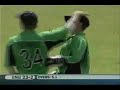 Michael Vaughan gets out to Irelands Boyd Rankin