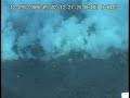 Molten sulfur and volcanic gases are bubbling out of a vent along the far wall of Sulfur Cauldron, keeping the partially-crusted surface of the pond undulating. Sometimes the heaving is so great that pieces of crust near the vent break off, tip on end, and are pulled downward by the convecting currents in the pond. Video courtesy of Submarine Ring of Fire 2006 Exploration, NOAA Vents Program, NOAA-OE. Please visit source: oceanexplorer.noaa.gov