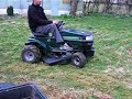 Hayter 12/30 Garden Tractor mowing grass without Collector
