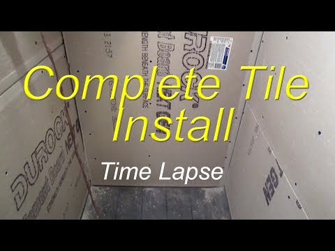 shower - Complete bathroom shower install time lapse start to finish. Including pre slope, vinyl shower liner, cement board, recesses niche, waterproofing, wood look ...