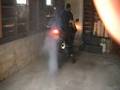 99 zx7r with yoshi exhaust burn out in garage