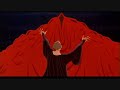 Le Bossu de Notre-Dame
Infernal

Chorus:
Confiteor Deo Omnipotenti
Beatae Mariae semper Virgini
Beato Michaeli archangelo
Sanctis apostolis
Omnibus sanctis

Frollo:
Beata Maria
Je clame que mon âme est pure
De ma vertu j'ai droit d'être fier

Chorus:
Et tibi Pater

Frollo:
Beata Maria
Mon coeur a bien plus de droiture
Qu'une commune vulgaire foule de traîne-misère

Chorus:
Quia peccavi nimis

Frollo:
Mais pourquoi, Maria
Quand elle danse l'insolente
Ses yeux de feu m'embrasent, et me hantent

Chorus:
Cogitatione

Frollo:
Quelle brûlure, quelle torture
Les flammes de sa chevelure
Dévorent mon corps d'obscènes flétrissures

Chorus:
Verbo et opere

Frollo:
Infernale, bacchanale
L'enfer noirçit ma chair
Du pêché, de désir
Le ciel doit me punir

Frollo: Chorus: 
Est-ce ma faute? Mea culpa 
Pourquoi ce blâme? Mea culpa 
C'est cette sorcière gitane   
Par qui mon coeur s'enflamme Mea maxima culpa 
Est-ce ma faute Mea culpa 
Si notre Père Mea culpa 
A fait les hommes   
Moins puissants que Lucifer Mea maxima culpa 

Frollo:
Par pitié, Maria, protèges-moi du mauvais sort
De cette fleur du mal et de son corps
Détruis Esméralda
Qu'un rideau de feu soit son linceul
Ou fais qu'elle soit à moi et à moi seul

Garde:
Ministre Frollo, la Bohémienne s'est enfuie.

Frollo:
Quoi?

Garde:
Elle n'est plus dans la Cathédrale, elle s'est échappée.

Frollo:
Mais, comment? Çà ne fait rien, sors d'ici, idiot! Je la trouverai, je l'aurai, même si je dois brûler tout Paris!
Infernale, bacchanale
Diabolique sorcière
Sois mienne, ma passion
Te mènera en enfer

Frollo: Chorus: 
  Kyrie Eleison 
Seigneur, pitié pour elle   
  Kyrie Eleison 
Seigneur, pitié pour moi   
  Kyrie Eleison 
Fais qu'elle s'offre à moi ou elle brûlera!
