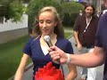 Nastia Liukin chats to Brad Blanks at the Beijing Olympics