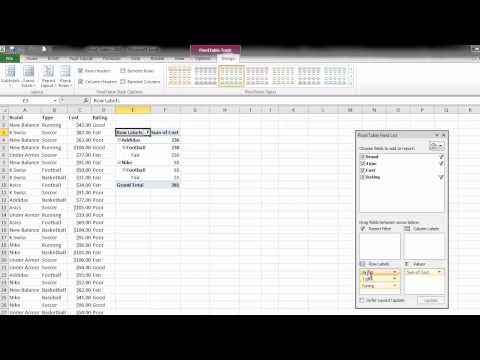how to create pivot table in excel 2010